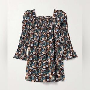 DOEN Sabia shirred floral-print organic cotton-poplin mini dress